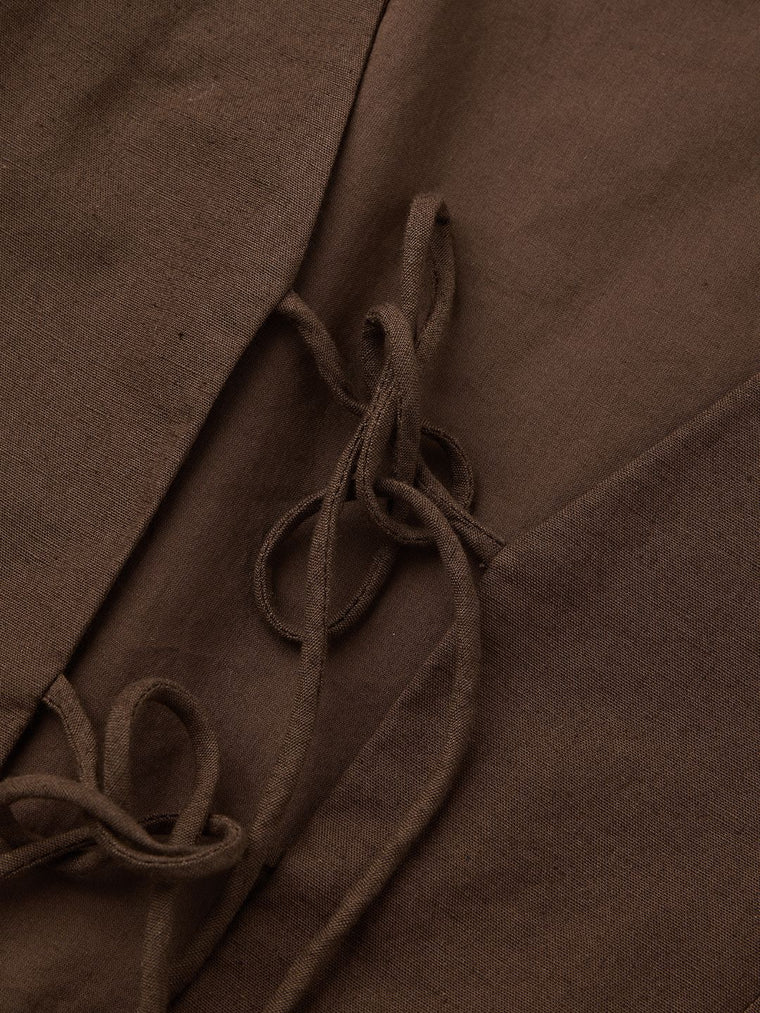 Mocha Cotton Linen Vest Women Fashion Tops