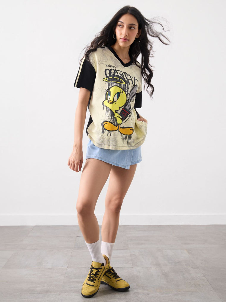 Tweety: Heavenly Misfit Women Oversized T-Shirts