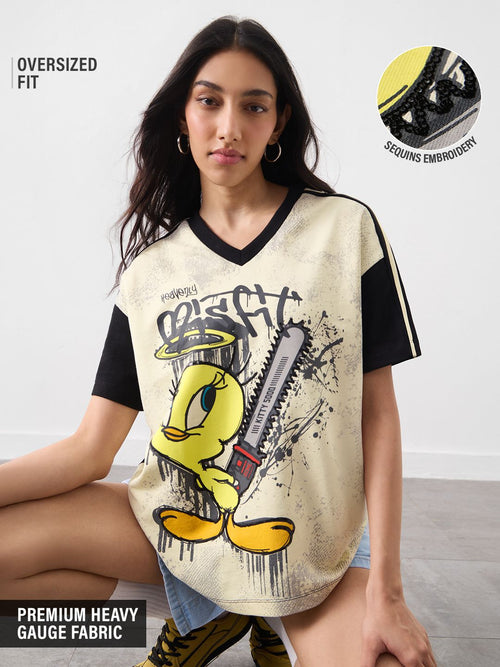 Tweety: Heavenly Misfit Women Oversized T-Shirts