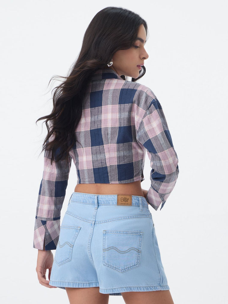Textured Shirt: Peony Women Cropped Shirts
