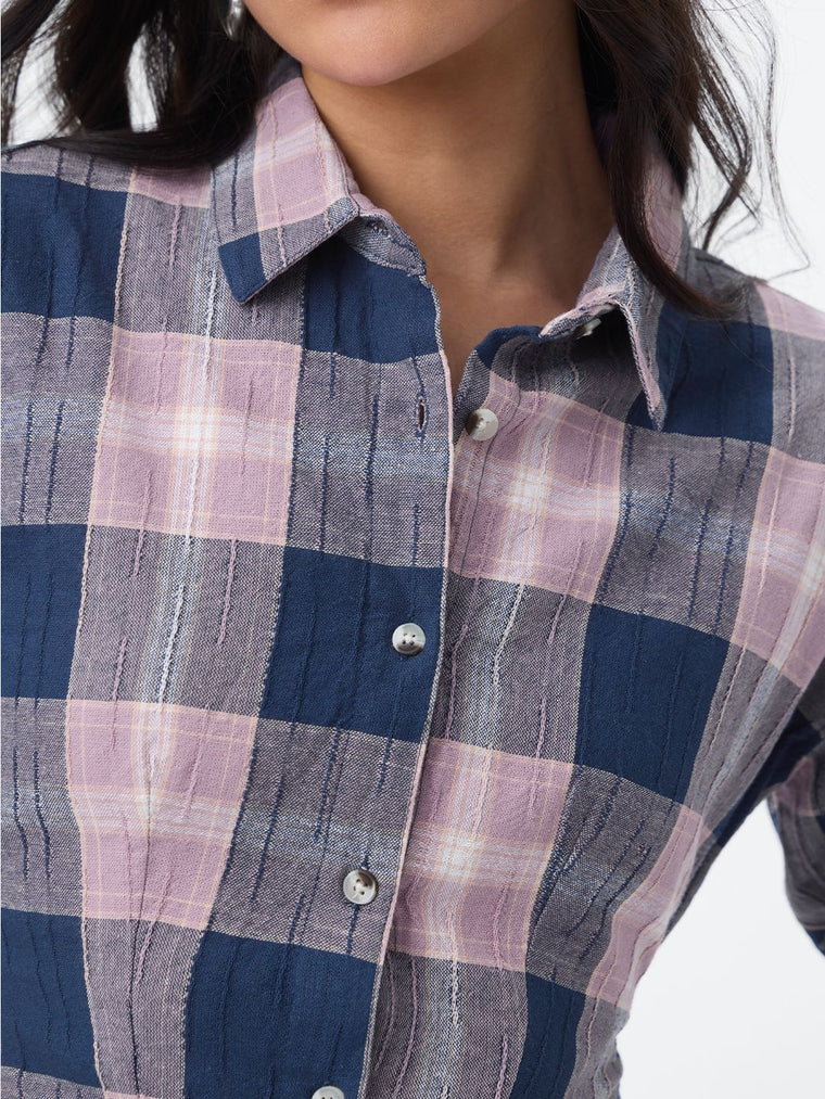 Textured Shirt: Peony Women Cropped Shirts