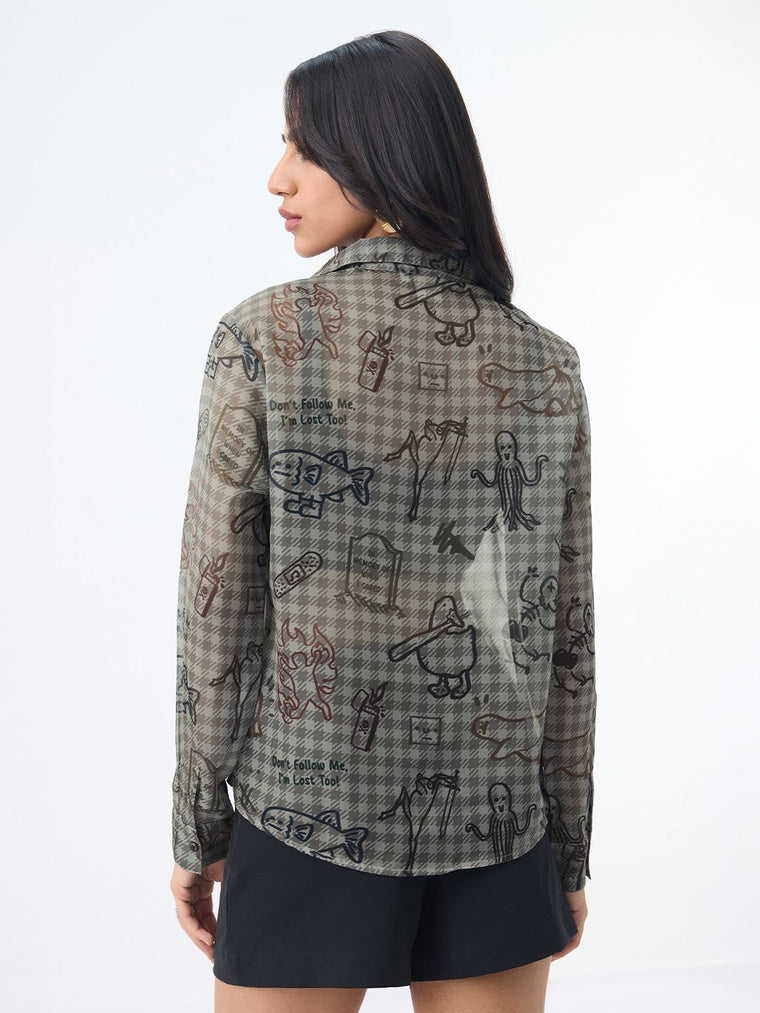 Sheer Shirt: Mystique Women Relaxed Shirts