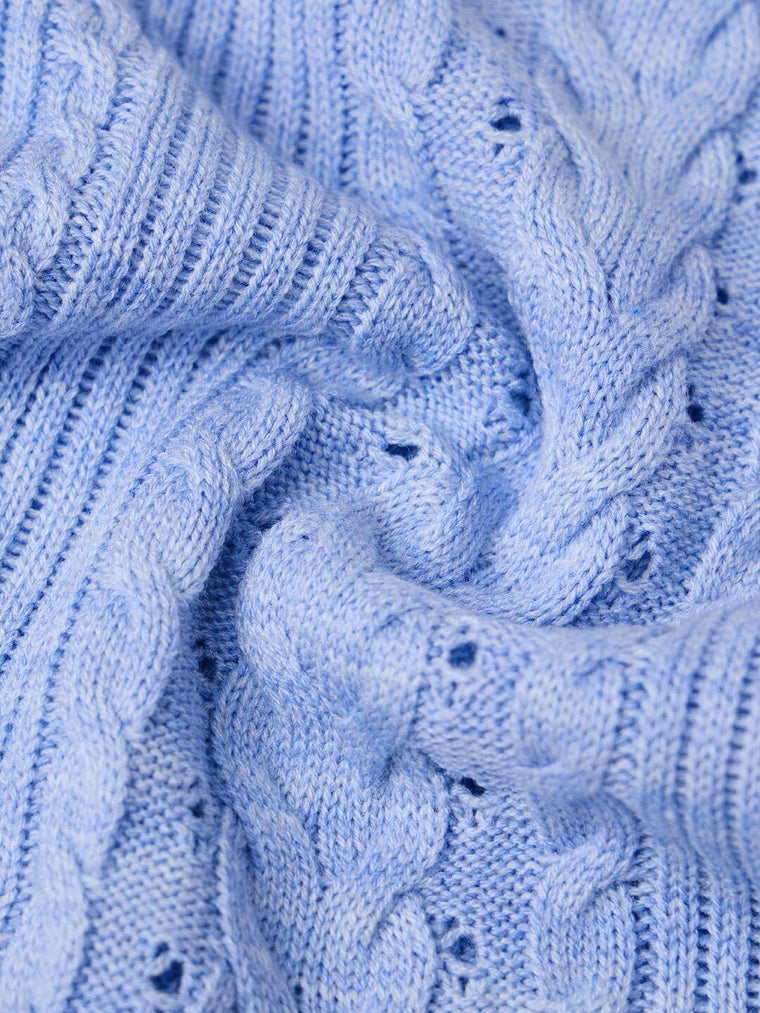 Cable-Knit Sweater: Periwinkle Women Fitted Sweaters