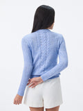 Cable-Knit Sweater: Periwinkle Women Fitted Sweaters