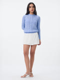 Cable-Knit Sweater: Periwinkle Women Fitted Sweaters
