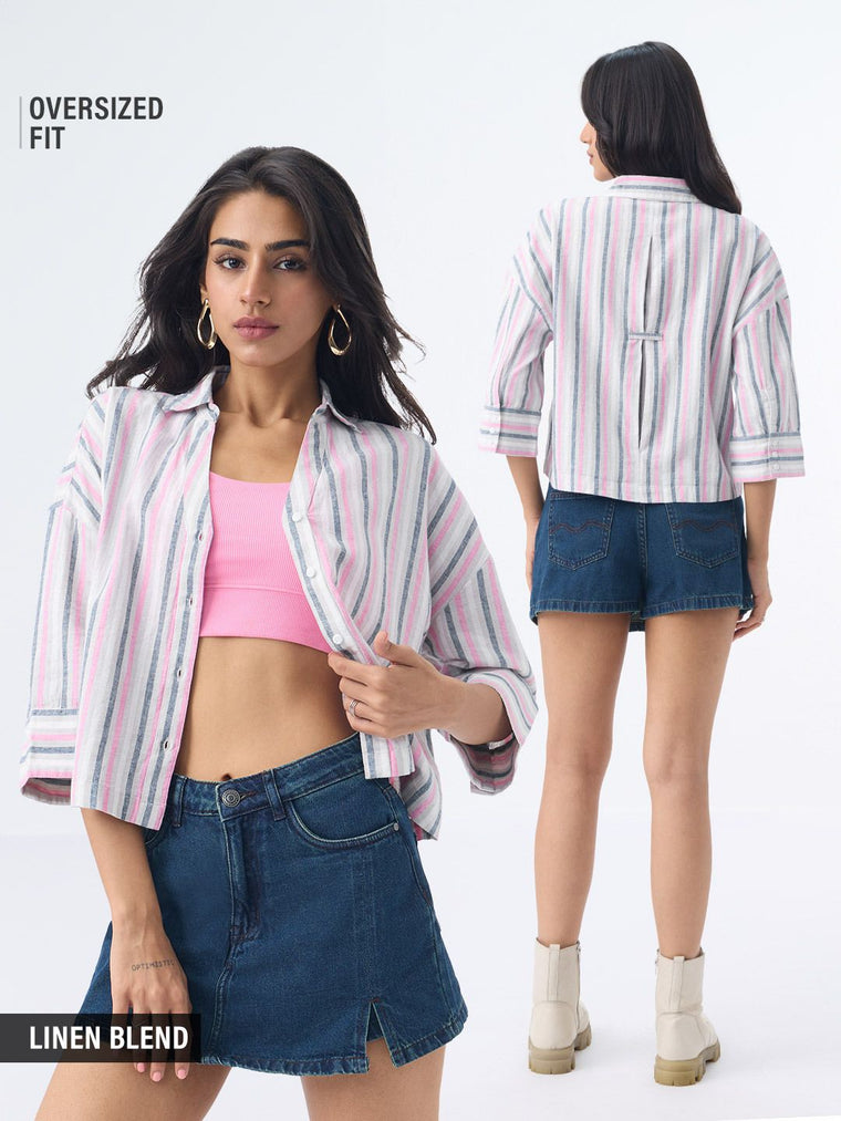 Cotton Linen Shirt: Linette Women Oversized Shirts