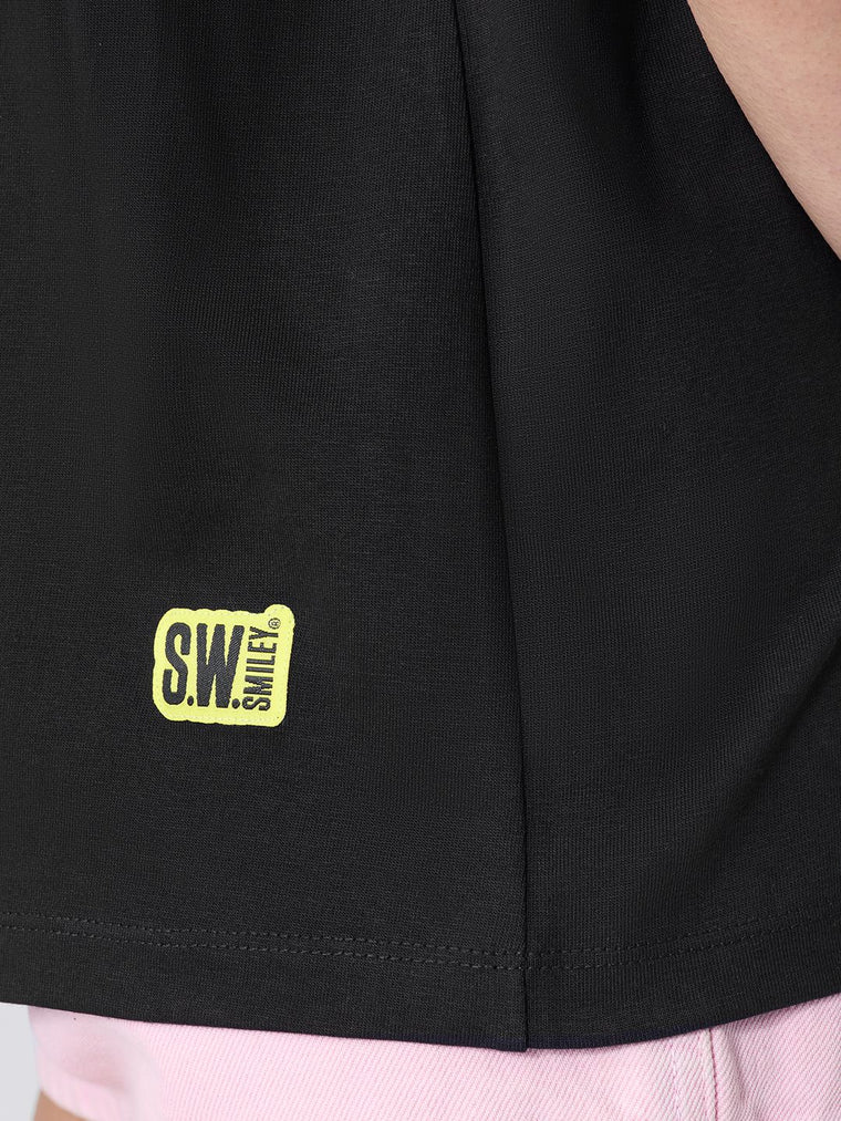 S.W.SMILEY: Blue Flame Women Oversized T-Shirts