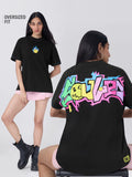 S.W.SMILEY: Blue Flame Women Oversized T-Shirts