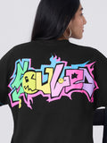 S.W.SMILEY: Blue Flame Women Oversized T-Shirts