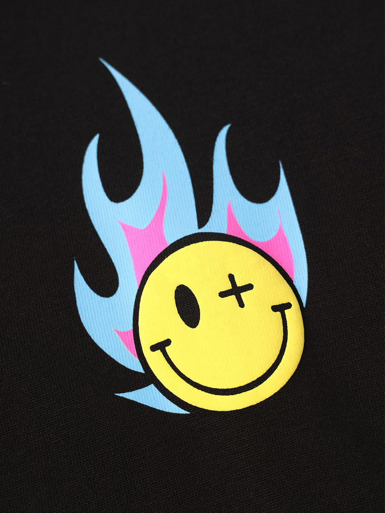 S.W.SMILEY: Blue Flame Women Oversized T-Shirts