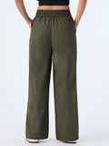 Pull On Pants: Moss Green Women Wide Pants