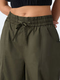 Pull On Pants: Moss Green Women Wide Pants