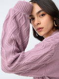 Cable-Knit Sweater: Dusky Rose Women Oversized Sweaters