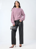 Cable-Knit Sweater: Dusky Rose Women Oversized Sweaters