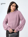 Cable-Knit Sweater: Dusky Rose Women Oversized Sweaters