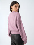 Cable-Knit Sweater: Dusky Rose Women Oversized Sweaters