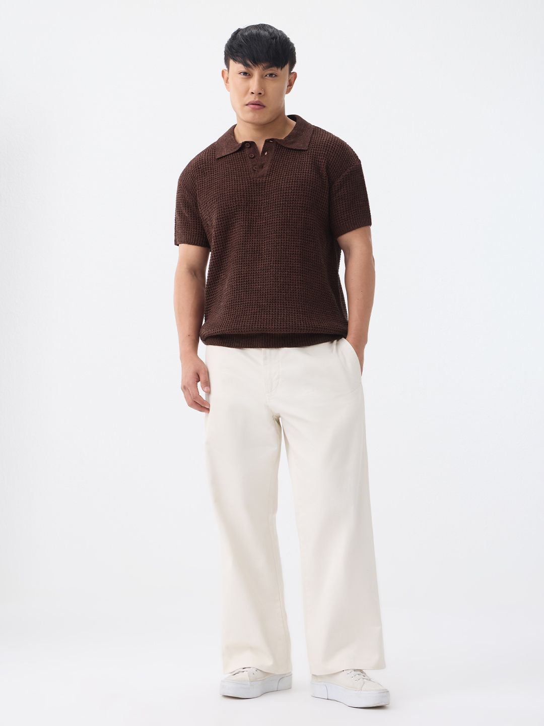 Textured Flat Knit: Cedar Textured Polos