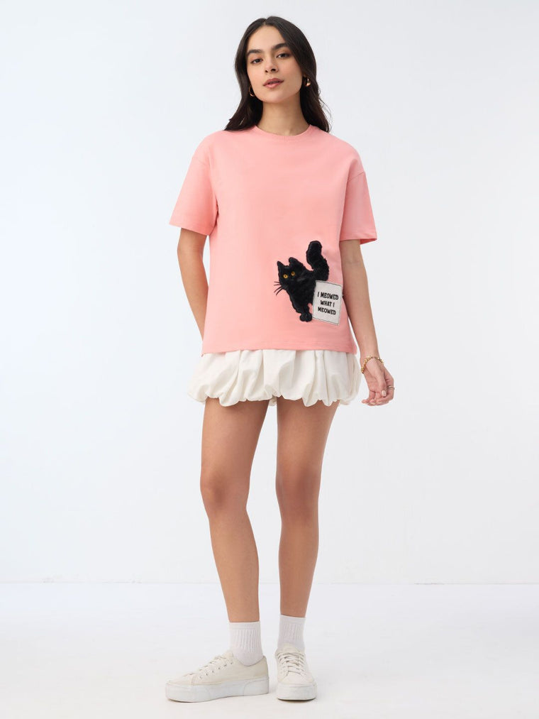 Pet Stories: Hear My Meow Women Oversized T-Shirts