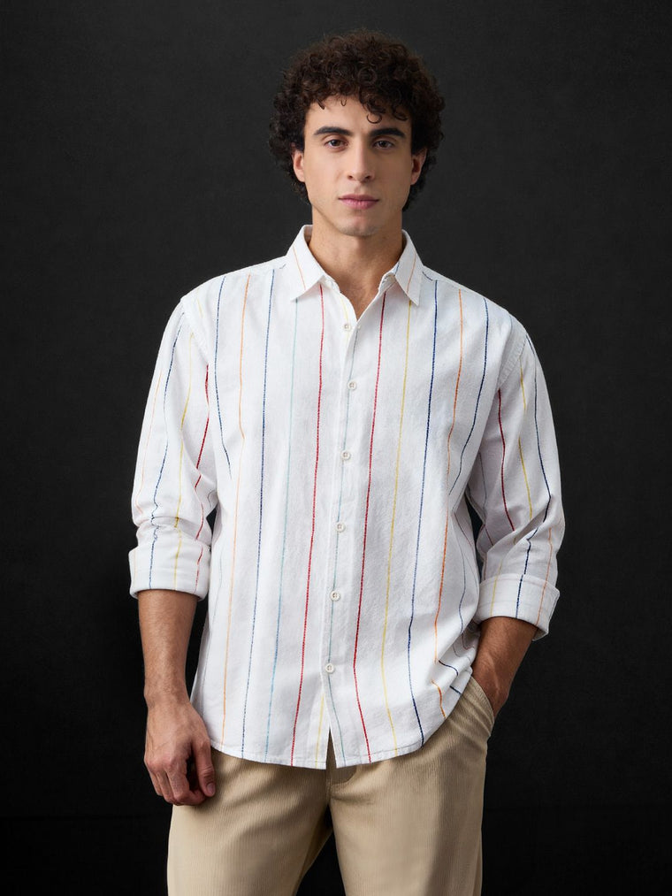 Cotton Linen Stripes: Prisma Cotton Linen Shirts