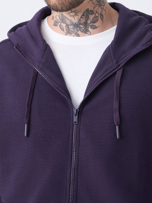 Textured Hoodie: Berry Men Oversized Hoodies