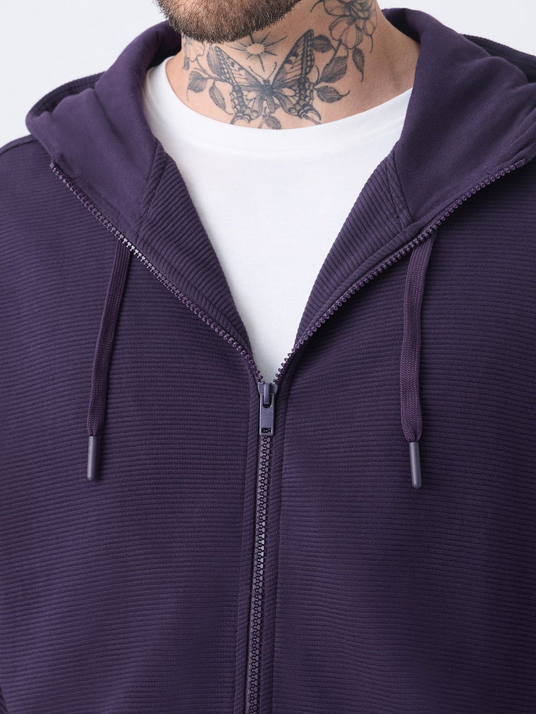 Textured Hoodie: Berry Men Oversized Hoodies