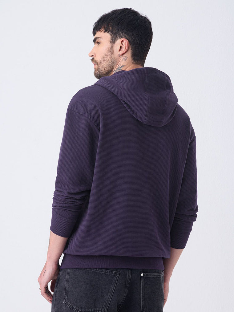 Textured Hoodie: Berry Men Oversized Hoodies