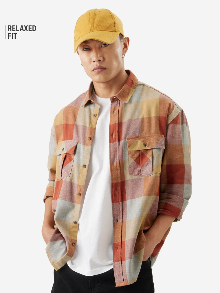Plaid: Autum Gaze Men Utility Shirts