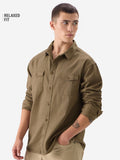 Solids: Brown Men Utility Shirts