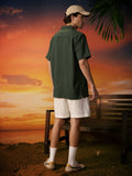 Solids: Forest Green Men Textured Shirts