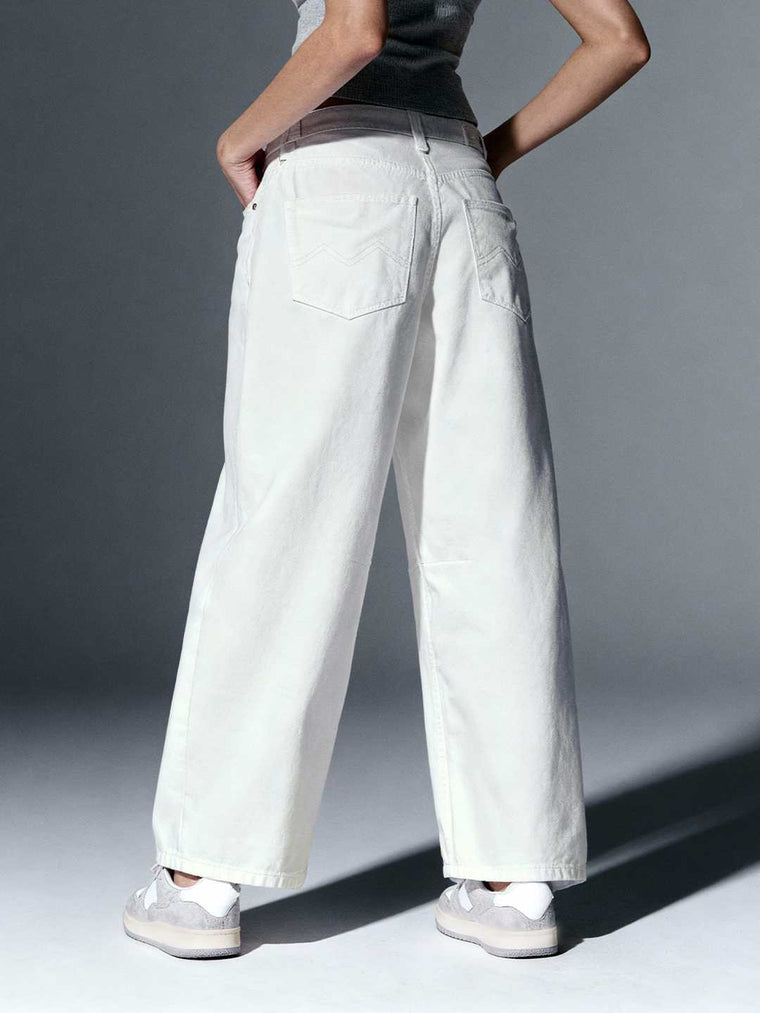 Barrel-Fit Denim: Ivory Women Barrel Denims
