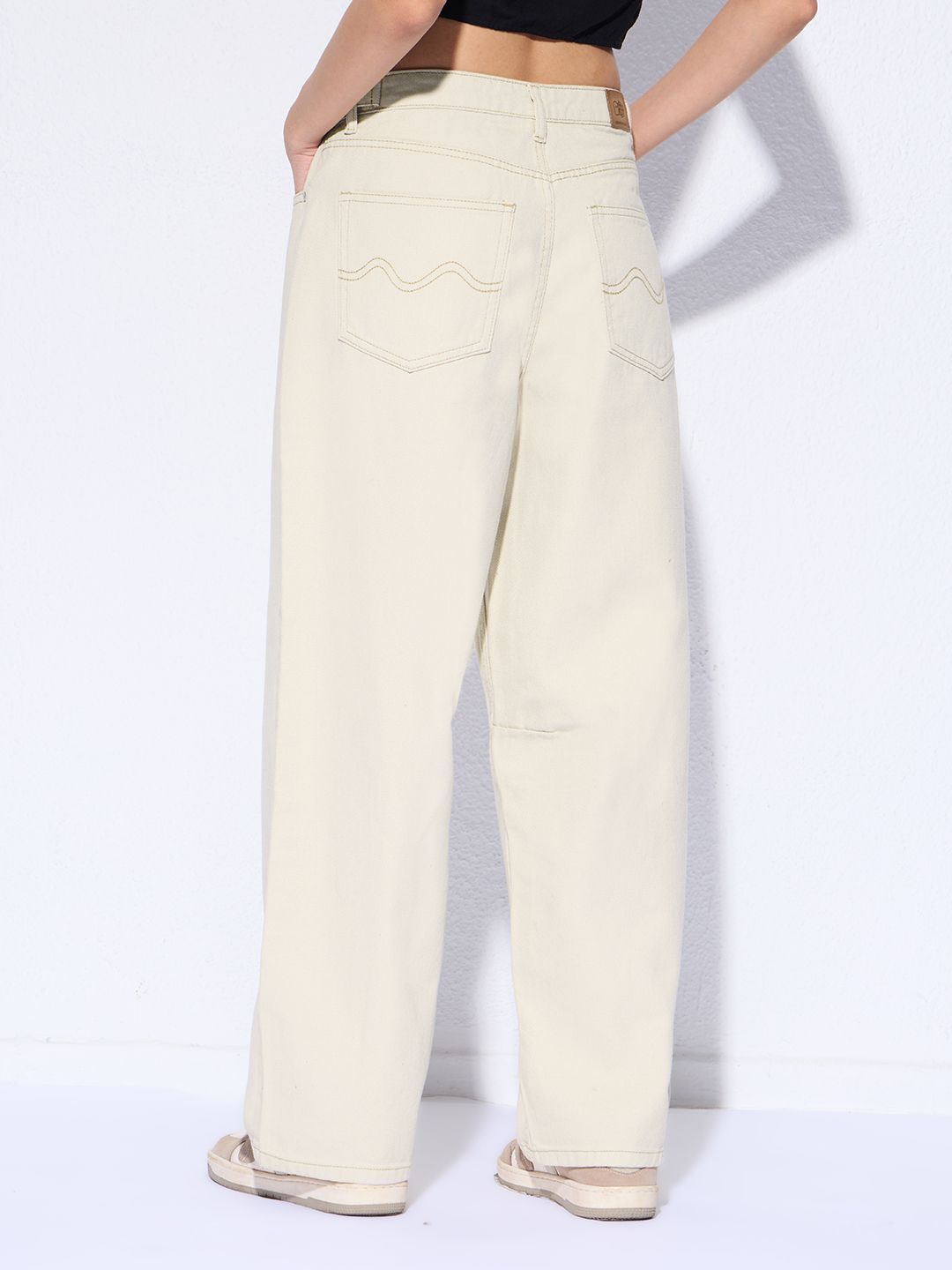 Barrel-Fit Denim: Ivory Dust Women Barrel Denims
