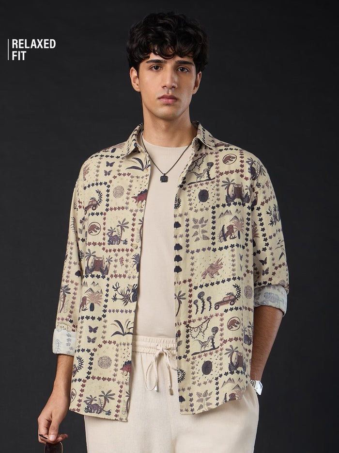 Jurassic Park: Tilescape Men Relaxed Shirts