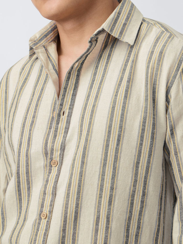 Cotton Linen Stripes: Echo Cotton Linen Shirts