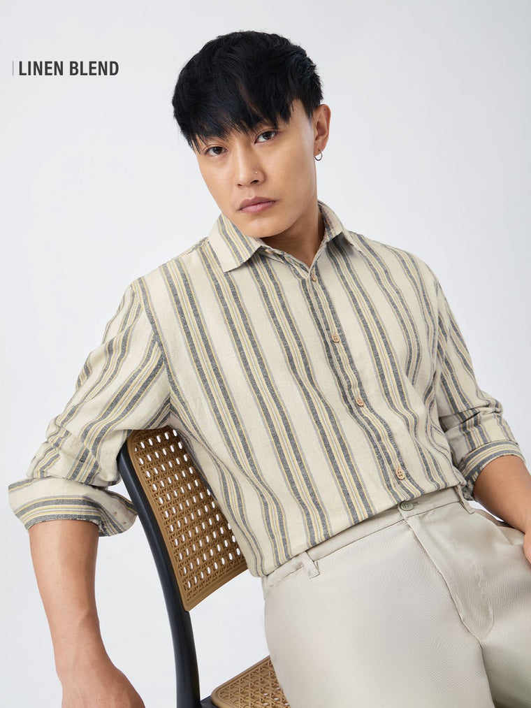 Cotton Linen Stripes: Echo Cotton Linen Shirts