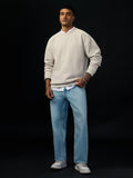 Oversized Sweatshirt: Ivorygrid Men Oversized Sweatshirts