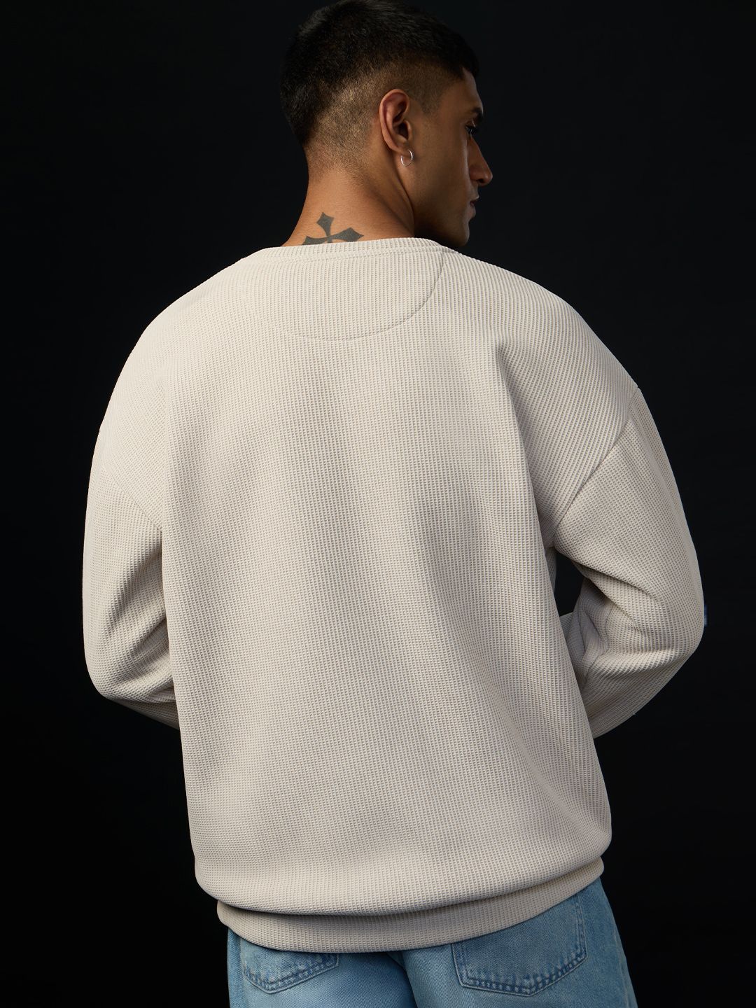 Oversized Sweatshirt: Ivorygrid Men Oversized Sweatshirts