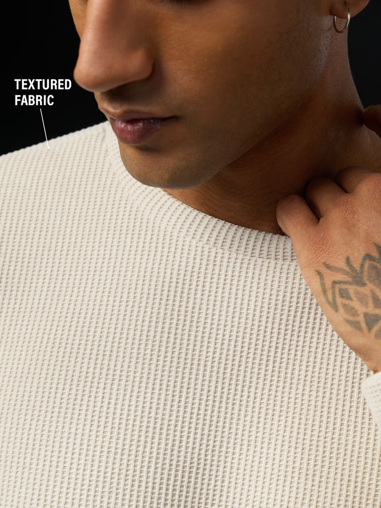 Oversized Sweatshirt: Ivorygrid Men Oversized Sweatshirts