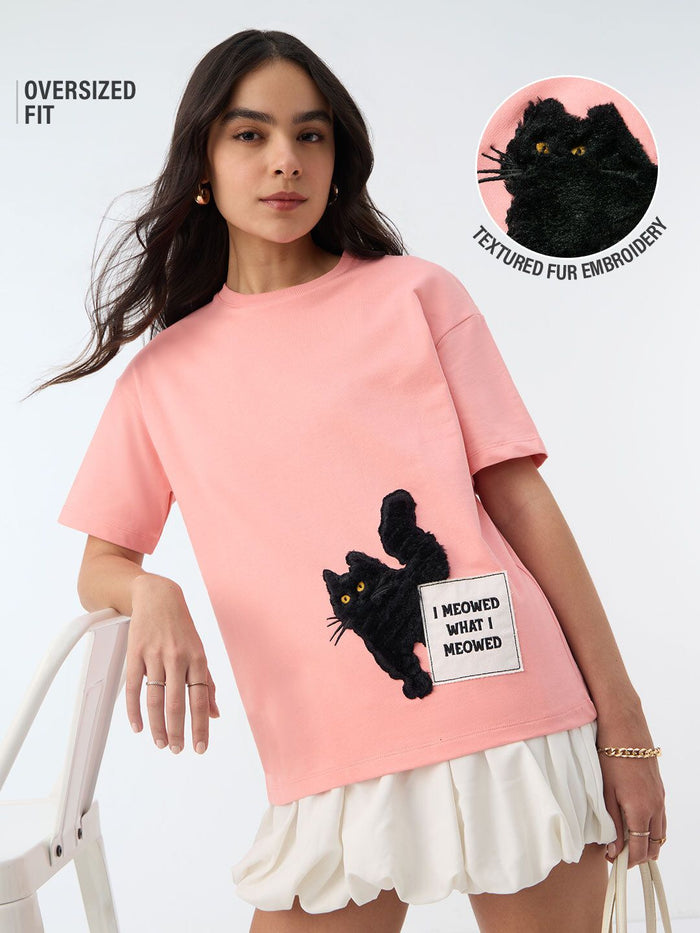 Pet Stories: Hear My Meow Women Oversized T-Shirts