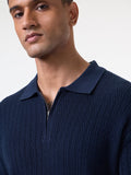 Jacquard Polo: Midnight Wave Zipper Polos