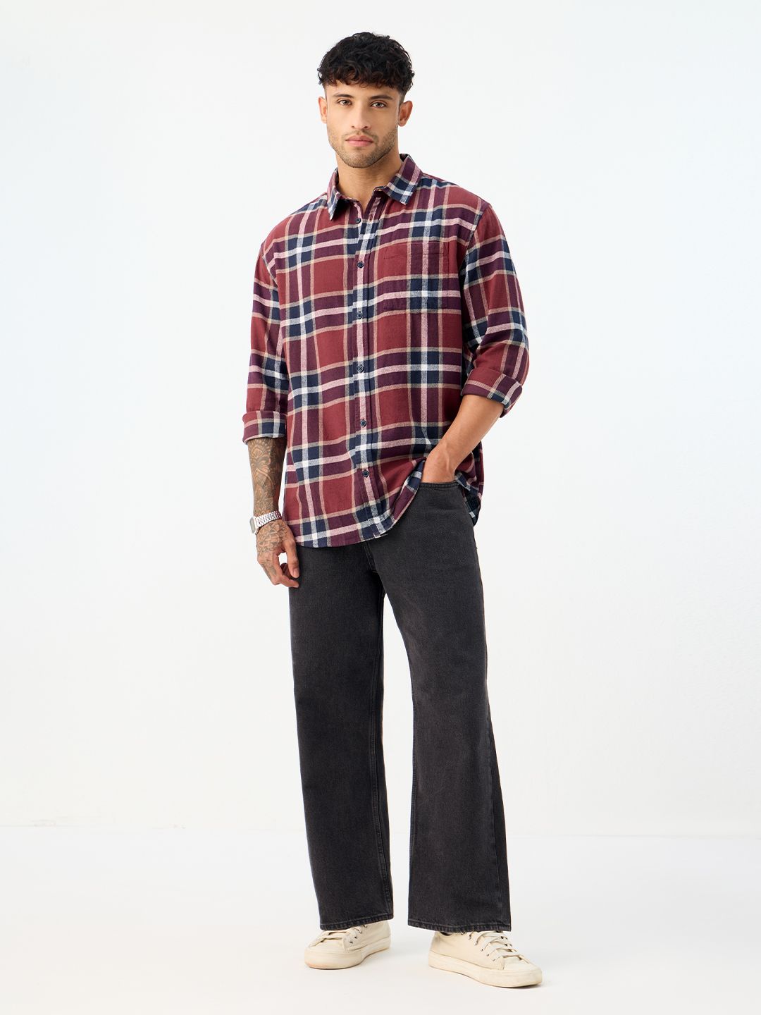 Plaid Shirt: Copper Men Relaxed Shirts