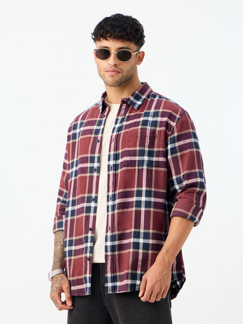 Plaid Shirt: Copper Men Relaxed Shirts