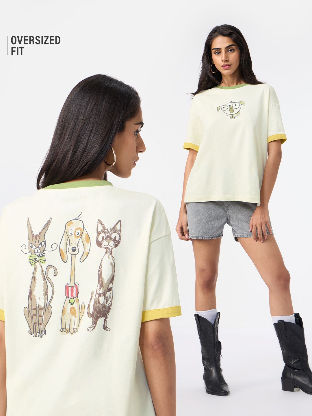 Pet Stories: Pets Sketch Women Oversized T-Shirts