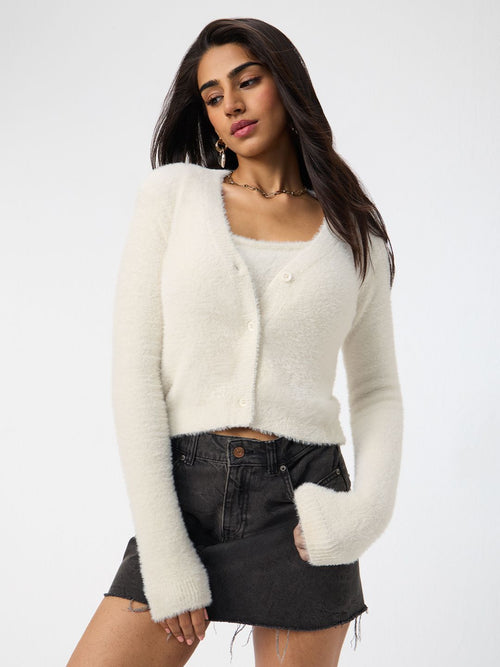 Fuzzy Cardigan: Frost Women Cardigans