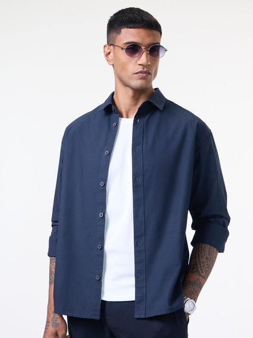 Poplin Shirt: Midnight Men Relaxed Shirts