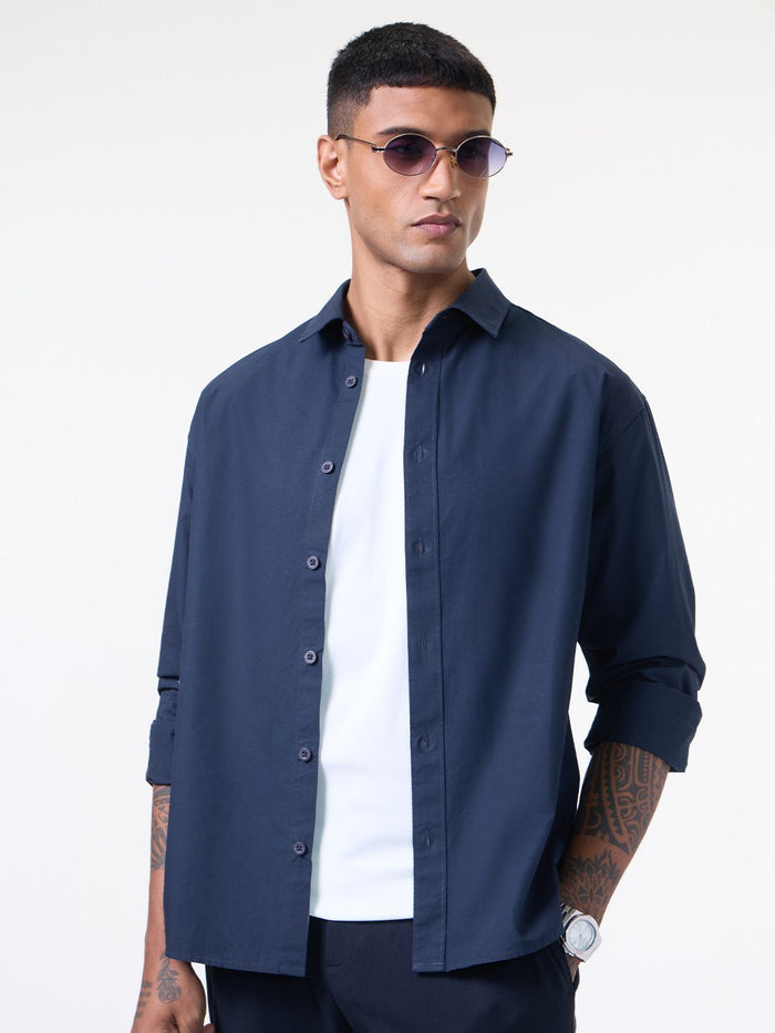 Poplin Shirt: Midnight Men Relaxed Shirts