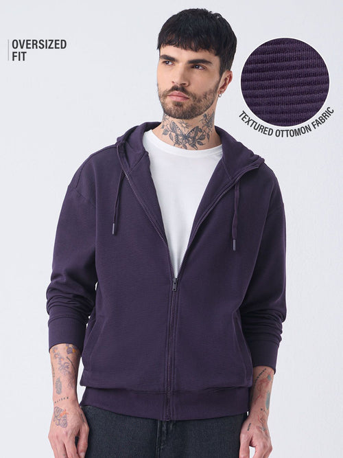 Textured Hoodie: Berry Men Oversized Hoodies