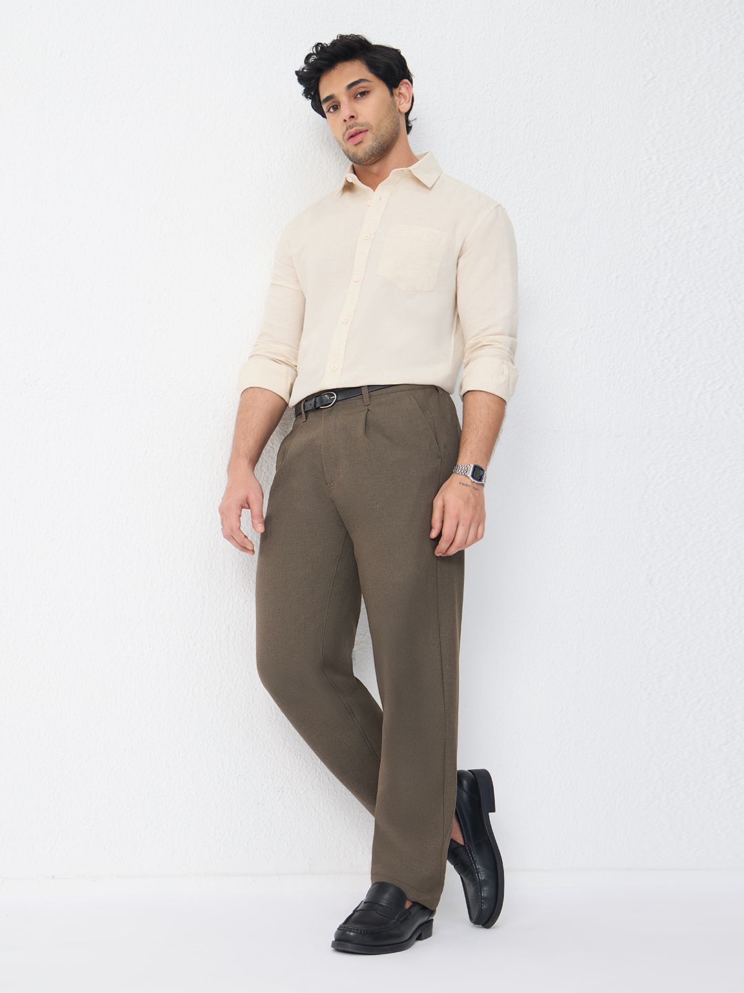 Pleated Pants: Cocoa Bean Men Super Flex Pants