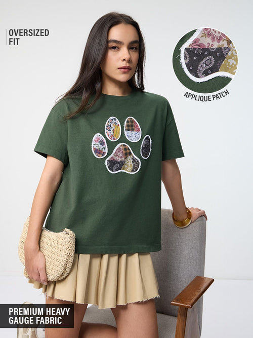 Pet Stories: One Paw Women Oversized T-Shirts