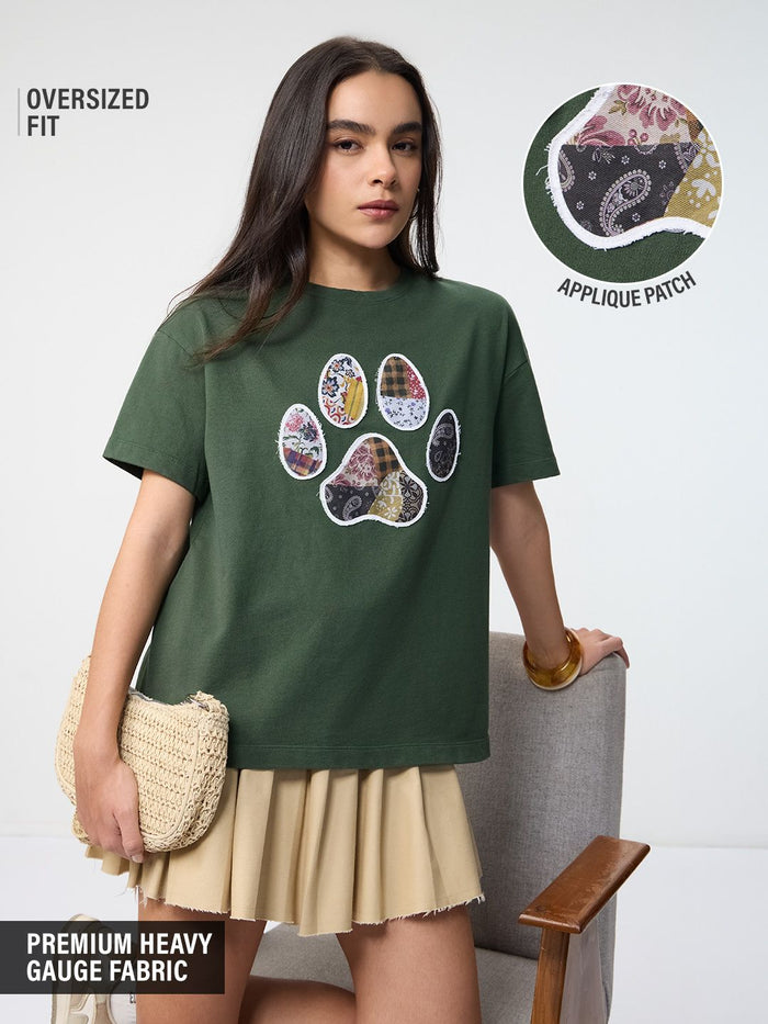 Pet Stories: One Paw Women Oversized T-Shirts