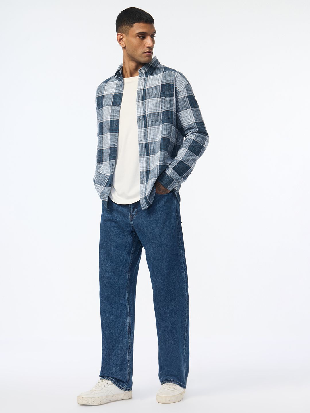 Textured Shirt: Cerulean Men Relaxed Shirts